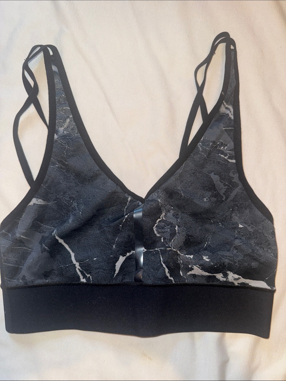 ultracor Black Marble-Print Bralette with Double Straps